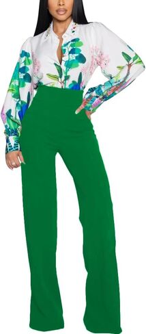 Women's High Waisted Stretchy Bootcut Pull On Dress Pants Casual Work Pants Fitted Trousers in Kuwait