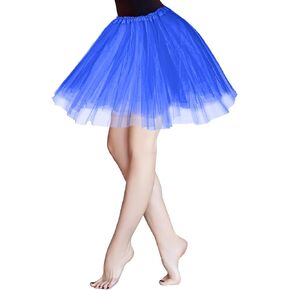 Tutu Skirt for Women 3 Layered Elastic Tulle Skirts Women's Teen Adult Tutu Skirt Bubble Ballet Dance Tulle Skirts Vintage Party Dress Costume Accessories for Women Teen Girls, Blue