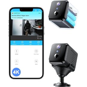 Spy Camera Hidden Camera,Wireless WiFi Small Camera with Phone APP for Indoor Security,4K HD,120-Day Standby Battery Life, Auto Night Vision, AI Motion Detection,Nanny Cam Mini Camera