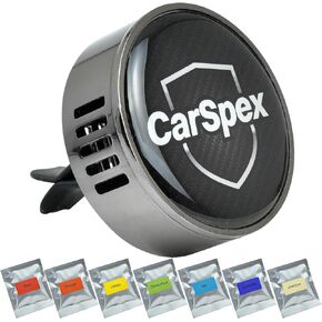 Durable Metal Gloss Black Car Air Freshener Clip Carbon Fiber Look For Car AC Air Conditioning Vent With 7 Scents Included (Orange, Osmanthus (Fragrans), Sea, Lemon, Jasmine, Rose & Lavender)