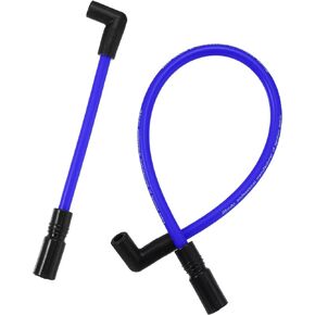 10.4mm 10mm Spark Plug Wire Kit for Harley Big Twin FXD Dyna Softail/Motorcycle Spark Plug Wires/Durable Silicone / 2pcs Blue