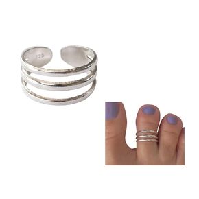 925 Sterling Silver Triple Band Toe Ring/Knuckle Ring | Small Adjustable Elegant Dainty Ring Handmade by MiYa Jewelry Creations