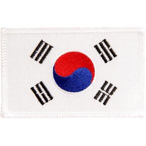 Desert Cactus South Korea Flag Patch 3.5 inch x 2.25 Iron On Sew Embroidered Tactical Backpack Hat Bags (Single Patch)