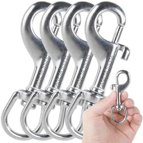 Faneta Swivel Eye Snap Hook, Single Ended Bolt Snap Clips, Marine Grade Stainless Steel 316 Clips for Diving Keychain Dog Leash Camera Strap Clothesline (Set of 4) (80mm)