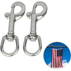 Ayunwei 3.7 Inch Flag Clips Marine Flag Pole Swivel Snap Hooks 316 Stainless Steel Swivel Hooks for National Flag, Dog Leash, Key Chain of 2 Pcs