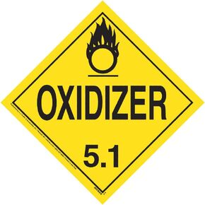 Division 5.1 Oxidizer Placard, Worded 25-pk. - 10.75"x10.75" Removable Self Adhesive Economy Vinyl for Short-Term Applications - J. J. Keller & Associates - Complies w/DOT Hazmat Placard Requirements