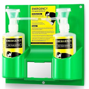 CGOLDENWALL Portable Eye Wash Station Wall Mounted Eyewash Station Emergency Eye Wash Kit, 16.09oz per Eyewash Bottle, No Eyewash Solution, with a Free Eyewash Sign