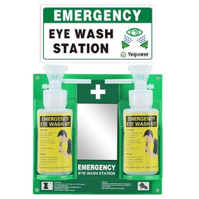 Portable Eyewash Station Kit OSHA-Approved - Yeipower Emergency First Aid Eye Wash Flush Bottles Wall Mounted 16oz No Solution