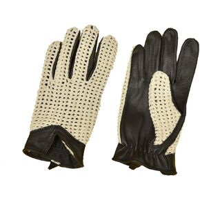 Men's Real Leather Driving Gloves Retro Style Full Finger Crochet Back Chauffeur