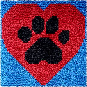 Numptain Latch Hook Kits for Kids,DIY Rug Crafts Love Pattern Color Printed Canvas,Latch Hook Kits for Beginners Handmade Needlework Crafts Home Decoration,12"x12"