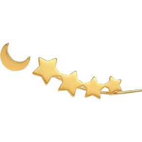 أقراط غير متطابقة على شكل نجوم وقمر من الفضة الإسترليني عيار 925 مع لمسة نهائية ذهبية in Kuwait