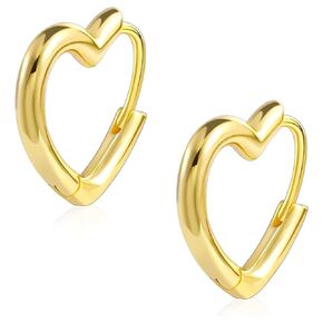 Small Heart Hoop Earrings for Women Teen Girls Minimalist Hoop Trendy Earrings Cute Sweet Love Heart Earrings(Gold)