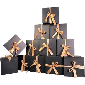 SHUN ZHI YU 12 Pcs Squared Boxes with Lids,Gold Box for Birthdays,Gift Boxes for Christmas,Weddings, Valentine's Day, Birthdays (6 Inch, Red)