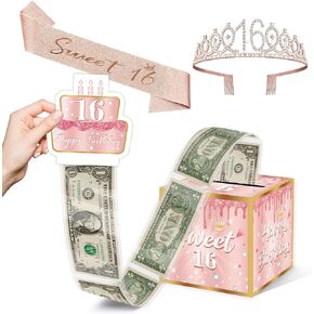 Sweet 16 Party Decorations,16th Birthday Gifts for Girls, Sweet 16 Birthday Decorations, Sweet 16 Birthday Gift Ideas,Sweet 16 Gifts,Sweet 16 Sash,Sweet 16 Crown,Sweet 16 Surprise Gifts