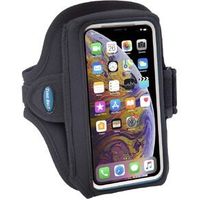 Tune Belt AB89 Running Armband Phone Holder for iPhone 11 Pro, SE 2022/2020, X/XS – Pocket Size Fits OtterBox/Large Case - Water Resistant Pouch (Black)