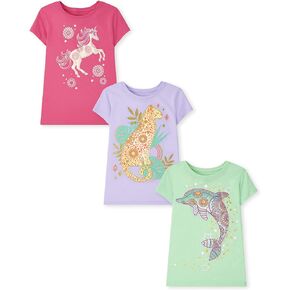 The Childrens Place Girls Kindness, Love, Equality Short Sleeve Graphic T shirts Pack 4