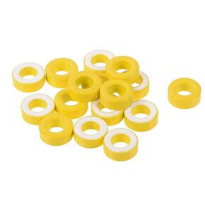 uxcell Toroid Core, Ferrite Chokes Ring Iron Powder Inductor Ferrite Rings, Yellow White 13pcs, 8.2 x 15.5 x 6.2mm