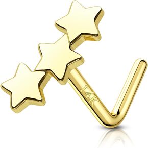 Mooncrush Jewelry 14K Gold Nose Ring Stud Minimalist Star 14K Screw Nose Ring Cute 14K Gold Nose Piercing Jewelry 7MM Barbell