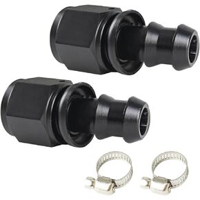 BOLUOYI Swivel Hose End Fitting for Braided Fuel Line Aluminum Black Rubber Push Lock Swivel Hose End Fitting (0°, Degree Swivel Hose, AN6)