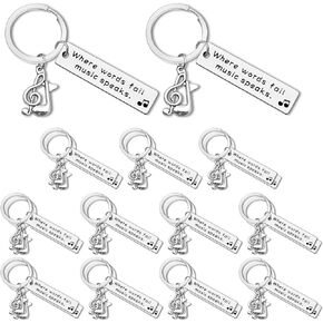 24Pcs Music Keychain Music Party Favors Gifts for Wedding School Office Supplies Music Gifts for Music Lovers Inspirational Gifts for Music Teacher Student Graduation Gifts Music Charm Keyring Jewelry