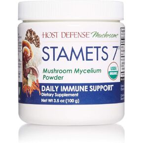 Host Defense Stamets 7 Mushroom Powder - 7 Species Blend - Mushroom Supplement for Immune Support with Royal Sun Blazei, Cordyceps, Reishi, Maitake, Lion's Mane, Chaga & Mesima - 7 oz (133 Servings)*