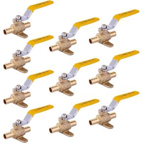 (Pack of 5) EFIELD 3/4 Inch Crimp Pex Full Port Shut-off Brass Ball Valve with Drop-ear, ASTM F1807