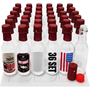 زجاجة زجاجية، زجاجات الصلصة الساخنة، زجاجات ووزي فارغة 5 أونصة، 36 مجموعة مع كبسولات قابلة للطباعة، ملصقات زجاجات قابلة للطباعة، زجاجات خمور صغيرة، زجاجات زجاجية صغيرة، زجاجات صلصة، زجاجات نبيذ صغيرة مع أغطية باللون الأحمر in Kuwait