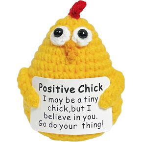 Krinisou Emotional Support Chicken, Crochet Positive Chick Easter Gifts, Cute Crocheted Positive Animals, Mini Cheer Up Encouragement Gift for Adult Women 1PC