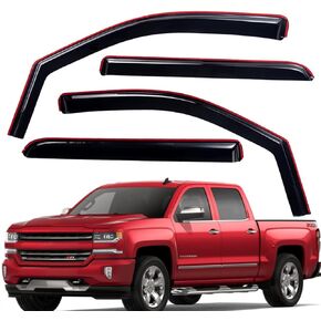 WV194536 in-Channel Side Window Deflectors & Visors Rain Guard, Dark Smoke, 4-Pieces Set, Fits 2014-2018 Chevrolet Silverado & GMC Sierra 1500, 2015-2019 Silverado & Sierra 2500 HD/3500 HD, Crew Cab