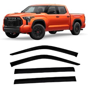 2005-2023 Tape-On Side Window Visor Deflectors for Toyota Tacoma Double Cab Smoke Tinted Rain Guards 2022 2021 2020 2019 2018 2017 2016 2015