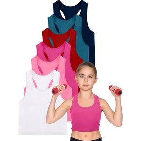 6 Pieces Girls Dance Tank Top Racerback Crop Tank Top Sleeveless Dance Top for Ballet Gymnastics Dancewear