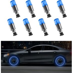 Dickno 8PCS LED Tire Valve Stem Cap Lights, Neon Spoke Flash Light Bulb Tire Valve Lights, Waterproof Car Tire Valve Lights, Cool Neon Spoke Flashing LED Light, Car Motorcycle Accessories (Red)
