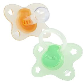 Glowing in The Dark Soother/Pacifier – 6 Months+ | Soothes 95% of Babies | Butterfly-Shaped BPA-Free Silicone Soothers | Includes Case | 2 Count