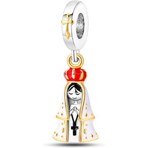 NUJIFFY 925 Sterling Silver Charms Beads for Bracelets & Necklaces, Cute White Goddess Charm Birthday Gifts Gemstone Pendant Jewelry for Women Men Teens