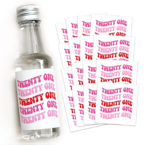 Set of Disco 21st Birthday Mini Liquor Labels - Set of 16 - LABELS ONLY - Groovy Twenty One 50 mL Shot Bottle Labels, Vodka Shooter Birthday Party Favor Labels, RIP Fake ID