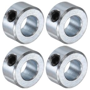 uxcell 4pcs Set Screw Collars 3/8" Bore Carbon Steel Shaft Collars, 3/4" OD, 3/8" Width Axle Collar Clamp for Linear Rod Shaft Guide