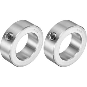 uxcell 2pcs Set Screw Collars 1-1/4" Bore 304 Stainless Steel Shaft Collars, 2" OD, 11/16" Width Axle Collar Clamp for Linear Rod Shaft Guide