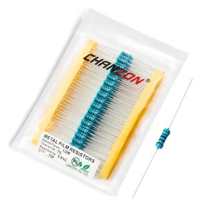 Chanzon 100pcs 1/2W (0.5W) 2.2 Ω ohm 2r2 Metal Film Fixed Resistor 0.01 ±1% Tolerance 2.2R MF Through Hole Resistors Current Limiting Rohs Certificated