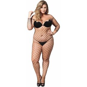 CanB Plus Size Fishnet Bodysuit Bodystocking الملابس الداخلية النسائية المثيرة بالإضافة إلى حجم الملابس الداخلية للنساء والفتيات in Kuwait