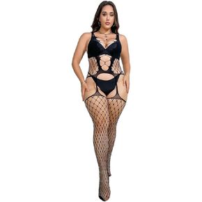 CanB Plus Size Fishnet Bodysuit Bodystocking Lingerie Women Sexy Lingerie Plus Size Lingerie for Women and Girls