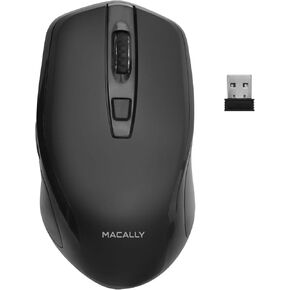 ماوس Macally 2.4G لاسلكي (بصري) مع جهاز استقبال ماوس USB لاسلكي - 6 أزرار و3 مستويات DPI قابلة للتعديل - يعمل مع أجهزة الكمبيوتر المحمولة التي تعمل بنظام Windows PC، وأجهزة الكمبيوتر المكتبية، وApple MacBook iMac، إلخ. in Kuwait