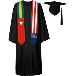 72 Inch Togo Flag and USA Flag Graduation Sash Unisex Adults Graduation Stole Scarf International Class of 2024 (Not Include Baccalaureate Gown and Hat)
