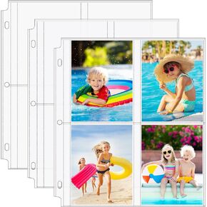 MaxGear 30 Pack 4 x 6 Photo Sleeves for 3 Ring Binder, Heavy-Duty Archival Photo Page Protectors Holds 180 Pictures, 3-Pocket Clear Picture Album Refill Pages