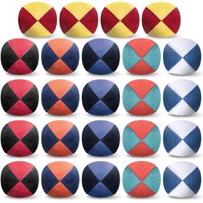 Liliful 24 Pcs 2.56 Inch Footbag Bulk Small Hacky Ball Multicolored Foot Sack Indoor Outdoor Toy for Kids Adults Teens Beginners Funny Gifts Juggling Playing Games Party Favors, 6 Styles