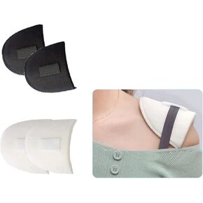 2 Pairs Womens Sponge Wedge Shoulder Pads Covered Set-in Shoulder Pads Non slip Enhancer Shoulder Pads with Bra Strap Sticky Flaps Sewing Foam Pad Bra Strap Cushion for T-shirts Dresses Clothes
