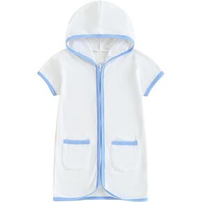 Gaono Baby Girl Swimsuit Cover Up Hooded Zip Up Beach Bathing Suit Towel Coverup Toddler Pool Robe Dress Swimwear