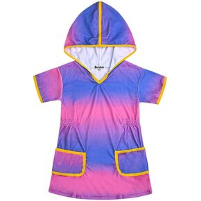 Jxstar Girls Swim Cover Up Tie Dye Terry Swimsuit Coverup Beach Pool Clothes with Pockets
