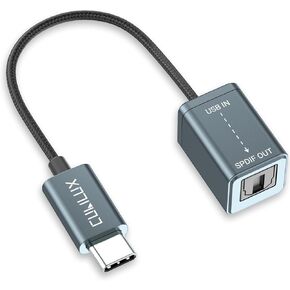 Cubilux USB to S/PDIF Transmitter, USB C to TOSLINK Output Adapter (Stereo Sound), USB Optical Audio Converter Suitable for iPhone 15+/15 Pro,/Samsung S23/S22/S21 - Not for 7.1/5.1, NOT for TV