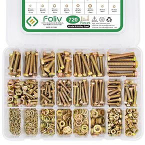FOLIV 775PCS Grade 8.8 M6 M8 M10 Bolts and Nuts Assortment Kit, Heavy Duty Metric Hex Bolts Nuts Washers Kit, 16 Common Sizes Included