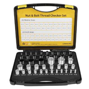 Nut and Bolt Thread Gauge - 44 PCS Nut and Bolt Checkers Individually Housed in Case (23 Inch & 21 Metric) Specially Suitable for Size Check on Tricky and Narrow Area